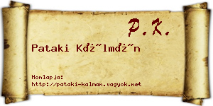 Pataki Kálmán névjegykártya