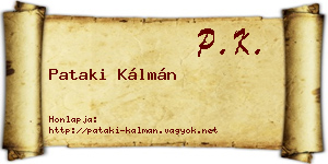 Pataki Kálmán névjegykártya
